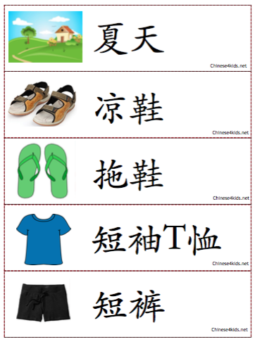 seasonal clothing Chinese vocabulary learning #season #clothing #Chineseforkids