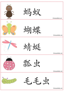 Insects Theme Pack for Kids - learn Chinese about Insects with different learning materials. #Chinese4kids #LearnChinese #ThemedChineseLearning #Chinesewordwall