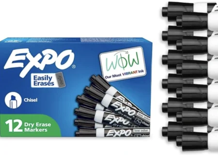 Dry Erase Markers, Low Odor Ink, Black, Chisel Tip, 12 Count - Whiteboard, Calendar, Organization, Essential Supplies for Office, School, Classroom, Teachers