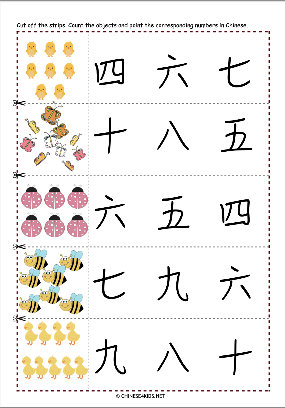 Numbers 1-10 in Chinese Workbook for kids