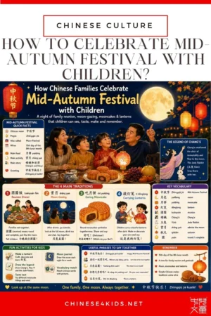 Discover what Chinese families do on Mid-Autumn Festival night — reunion dinner, mooncakes, lanterns, and phrases to say in Chinese.