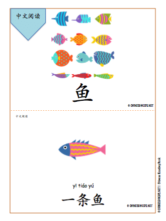 Summer theme Chinese learning pack for kids, Chinese reading book - Fish #Chinese4kids #Chinesereadingforkids #readChinese #readingbookforkids #Chineseforchildren #MandarinChinese