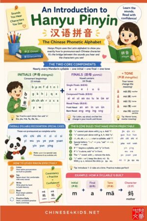 Master the pinyin system: initials, finals, tones & the 8 core rules. Includes study tips for learners and teaching ideas for classrooms.