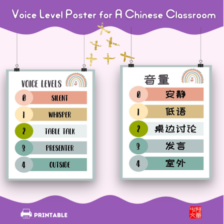 Chinese classroom setup pack for a positive learning environment, support good behaviors, as well as remind the key vocabulary. #Chineselearning #Chineseclassroom #setup #Backtoschool #classroomdisplay #Chineseteachers #voicelevelposter