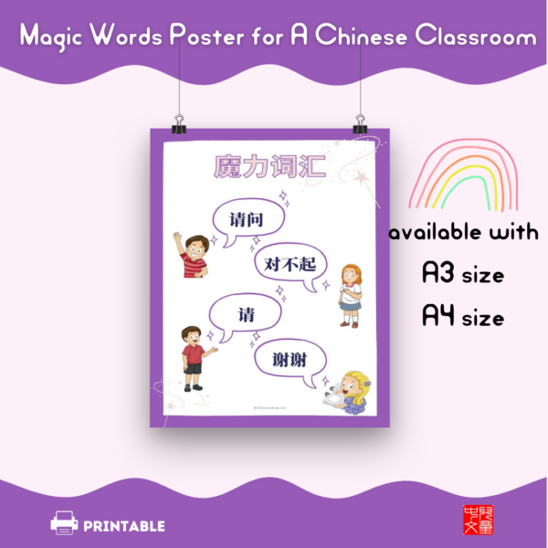 Chinese classroom setup pack for a positive learning environment, support good behaviors, as well as remind the key vocabulary. #Chineselearning #Chineseclassroom #setup #Backtoschool #classroomdisplay #Chineseteachers #magicwordsChinse