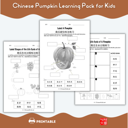 pumpkin Chinese learning worksheets