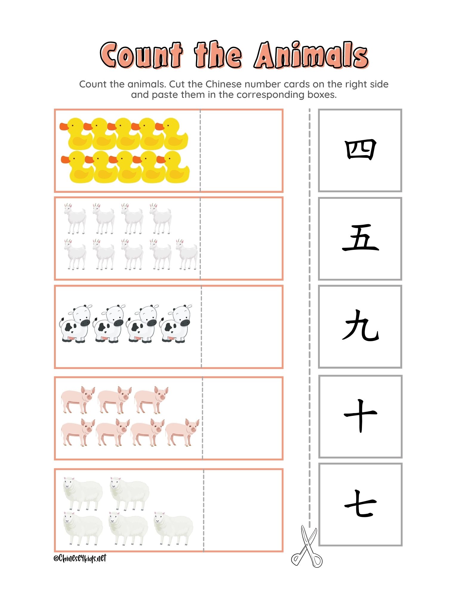 Farm Animals Chinese Learning Pack for Kids