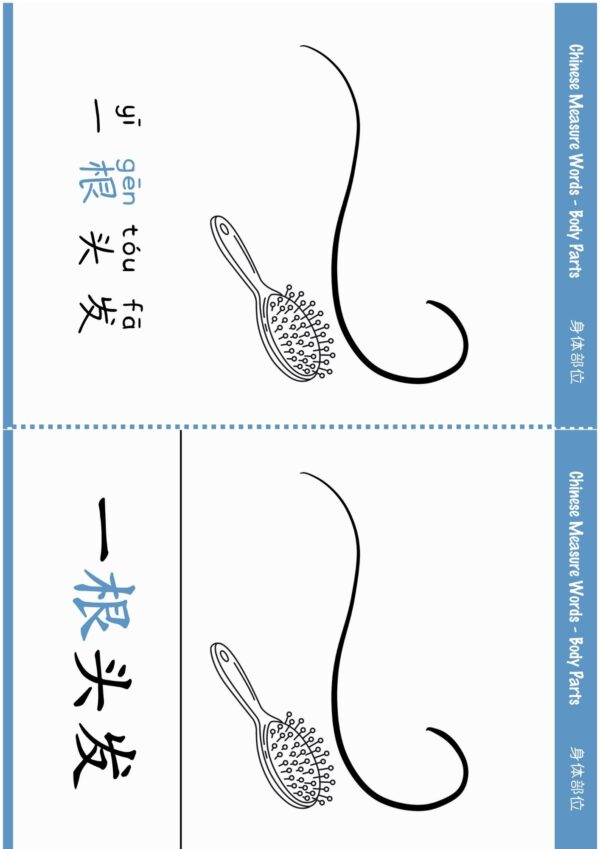 Measure Words for Body PartsMontessori 3-part Chinese flashcards #Chinese4kids #learnChinese #Chineseforkids #measurewords #Chinesevocabulary