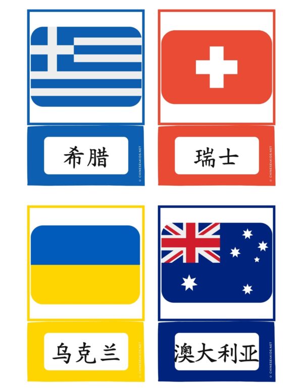 countries Chinese flashcards - learn country names in Chinese with Montessori 3-part flashcards #Chinese4kids #learnChinese #Chinesevocabulary #Chinesecountrynames