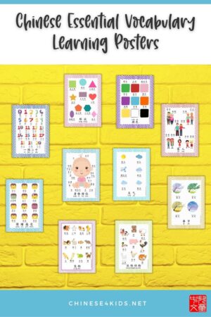 Chinese vocabulary learning poster bundle to help kids learn Chinese basic essential vocabulary better. #Chinese4kids #Chineseposters #Chinesevocabulary #vocabularyposters #Chineselearing #learnChinese #MandarinChinese #visualChinese #Chinesehomeschooling #Chinesedisplay #visualChinese