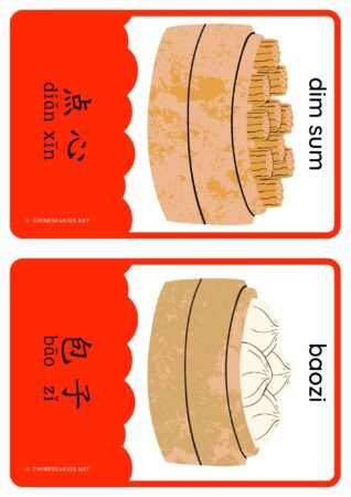 Chinese Food Vocabulary Montessori 3-Part Flashcards