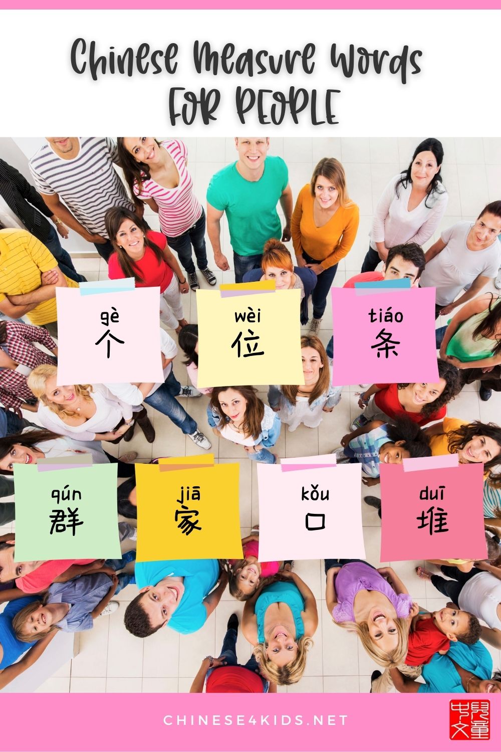 Learn Chinese measure words for people Montessori 3-part flashcards #Chinese4kids #Chineseflashcards #learnChinese #mandarinChinese #measurewords