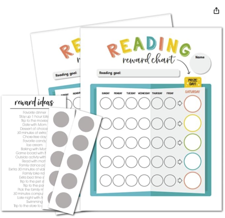 Reading Reward Chart to motivate kids to read more books