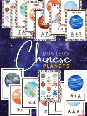 Planets Chinese vocabulary posters