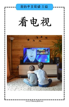 Chinese Reading level C book - 看电视 Watching TV