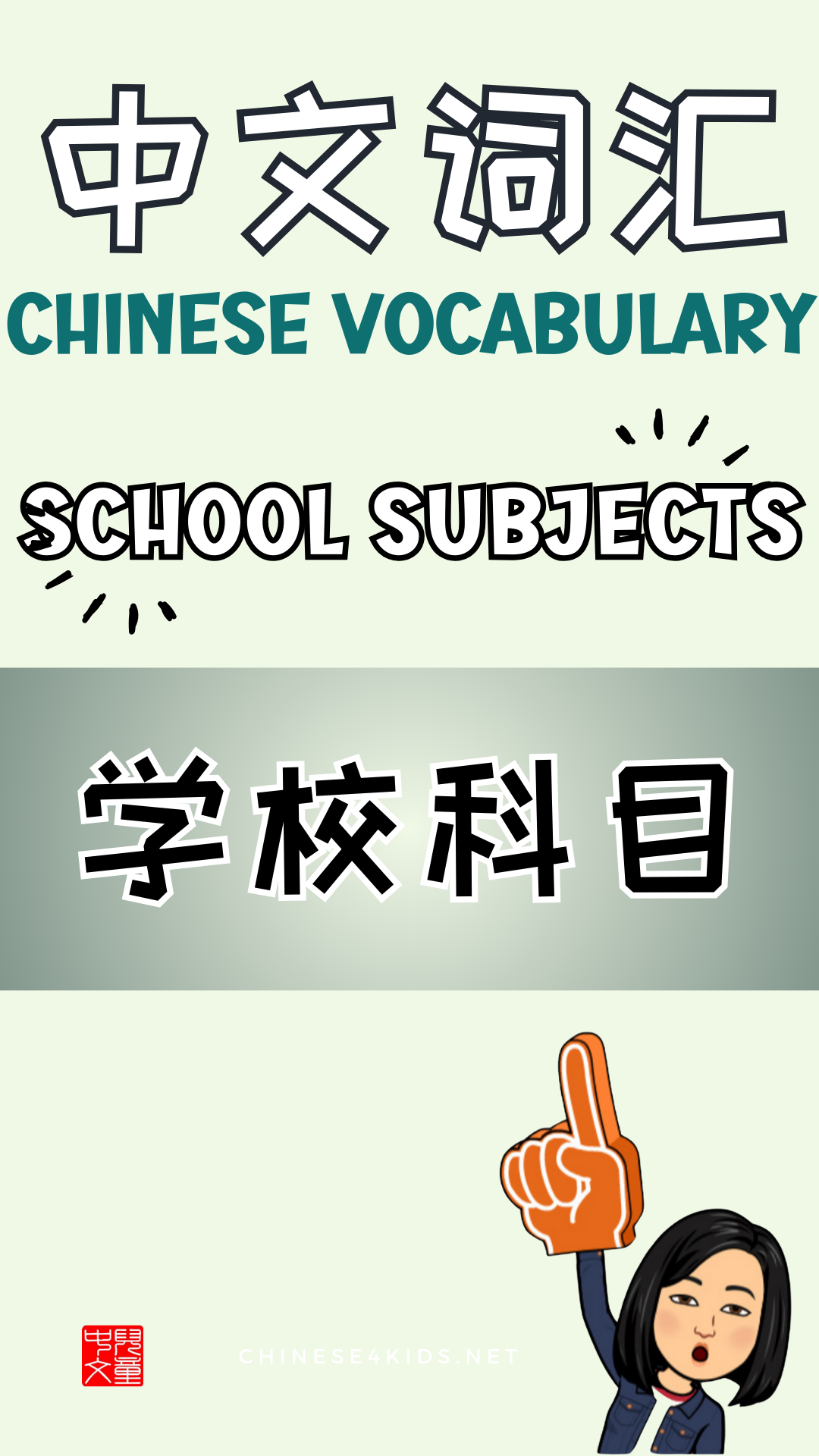 Chinese thematic words - school subjects