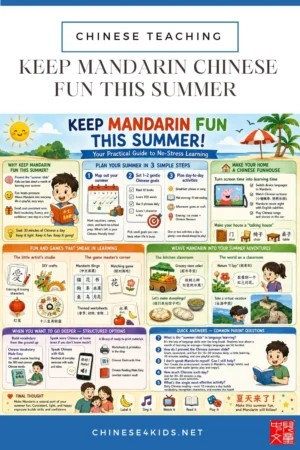 Keep kids learning Mandarin this summer! Fun, practical tips to stop the summer slide with easy games, crafts, printables, and reading.