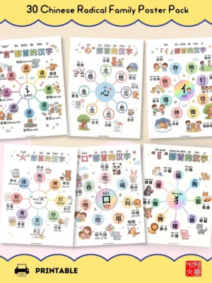 30 Chinese Radical Family Posters for Kids