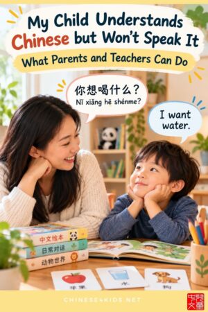 Child understands Chinese but answers in English? Learn why, what to say, and 12 easy speaking activities for parents, and teachers.