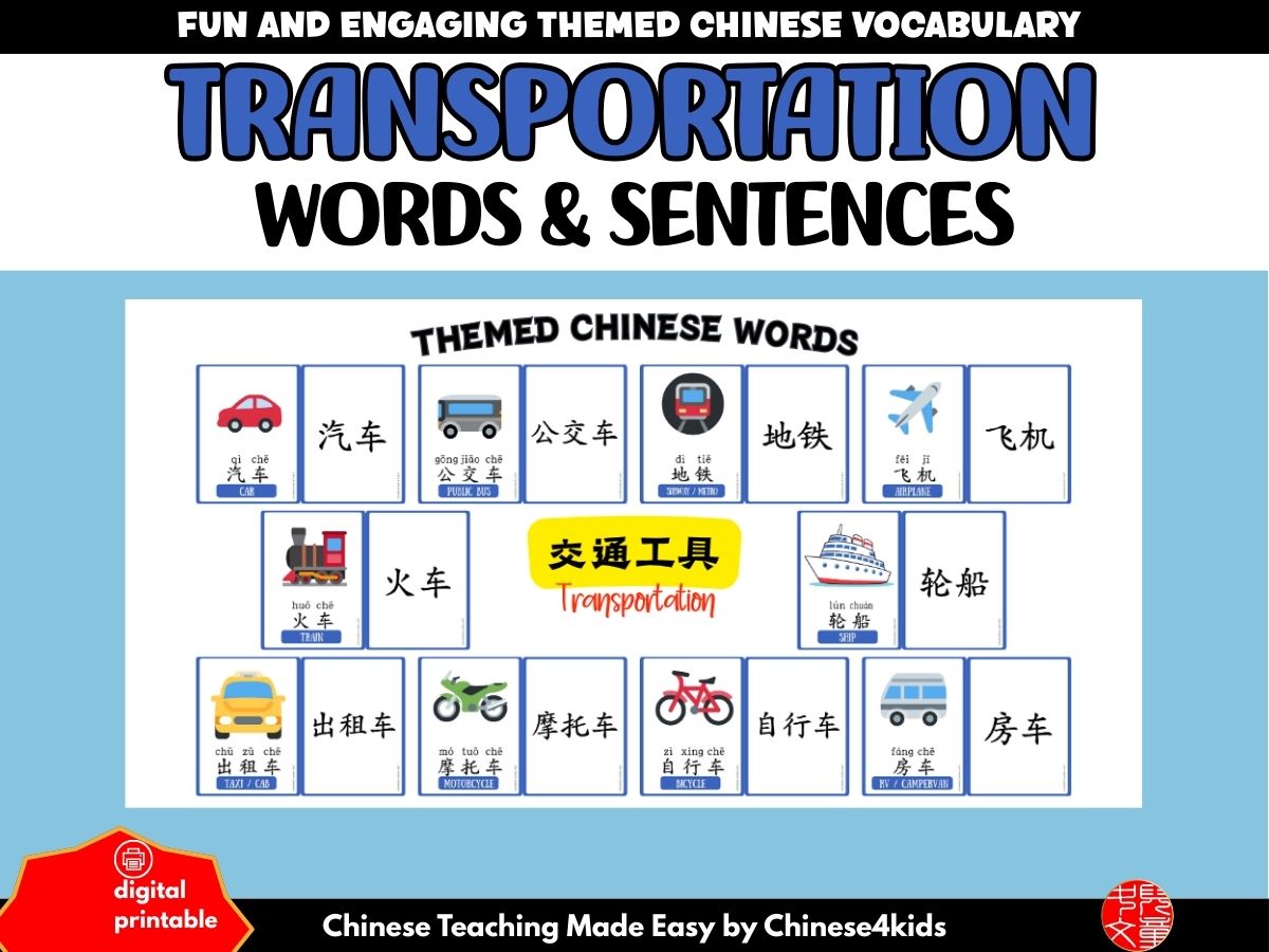 Getting Around in Chinese — Transportation Flashcard Set - Image 3