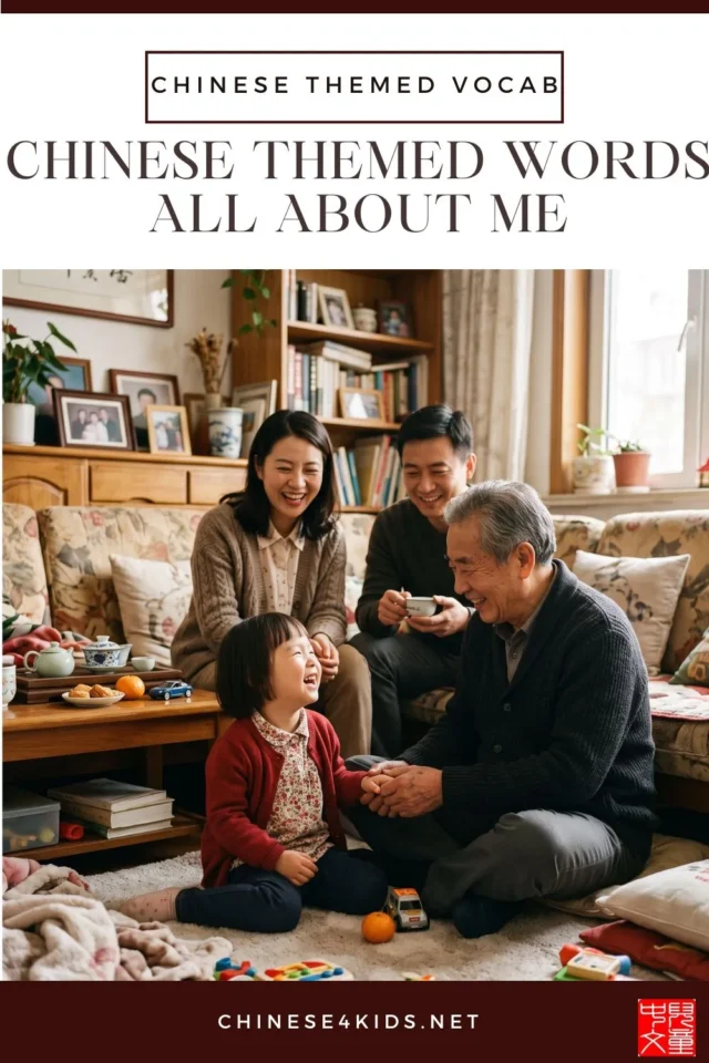 overseas chinese grandparent and grandchild bonding at home — mandarin family vocabulary for kids